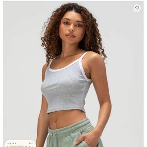 Tillys Ringer Cami Top Gray White Trim – Size M – New Without Tags